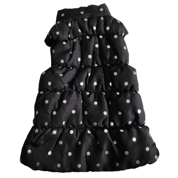 One Step Up Black & Silver Quilted Puffer Vest with Heart Charm Girls Size S/4 - Picture 2 of 4